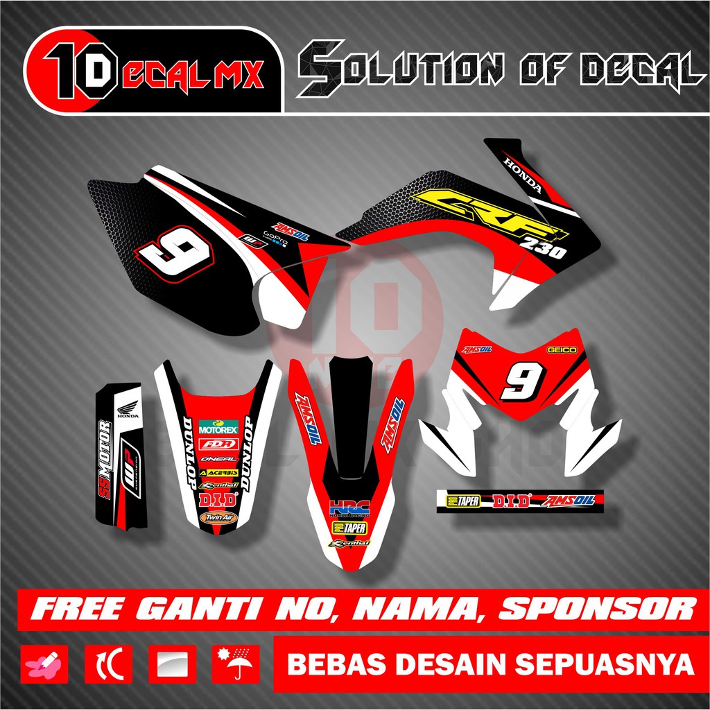 Decal CRF 230 FULL BODY Merah Carbon