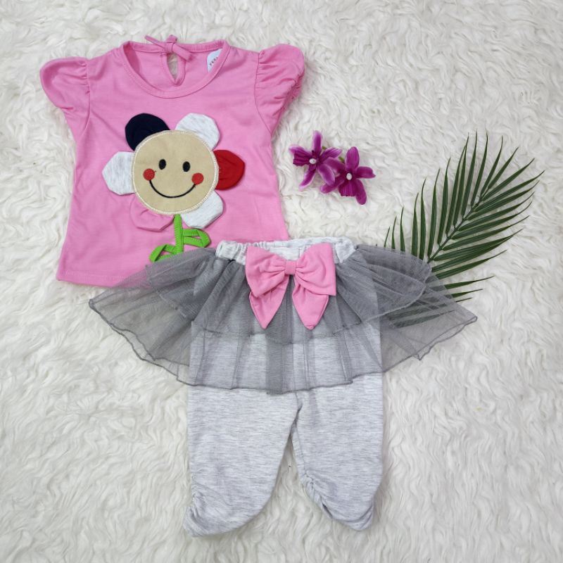 Baju bayi perempuan stelan celana tutu baby girl