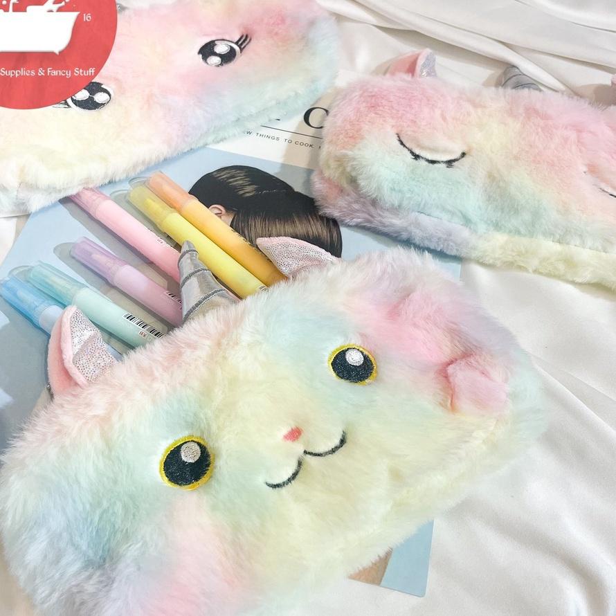 

Jangan Ragu Order ✦ Kotak pensil bulu unicorn muka mata wajah tepak tempat pencil case bagus imut souvernir,,,