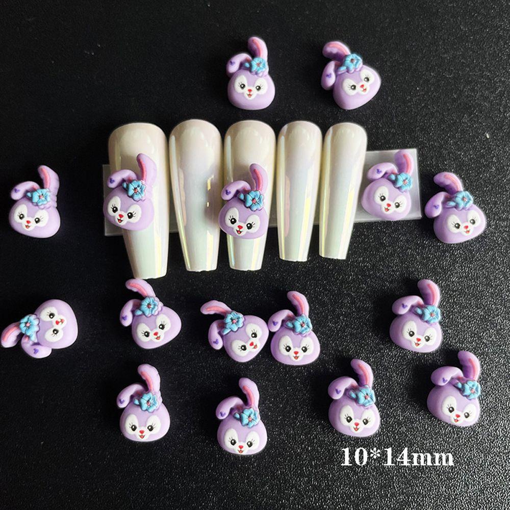 Rebuy Nails Art Dekorasi Kawaii 20pcs Bunga Hewan Kelinci Bintang Delu Kristal DIY Manicure Aksesoris