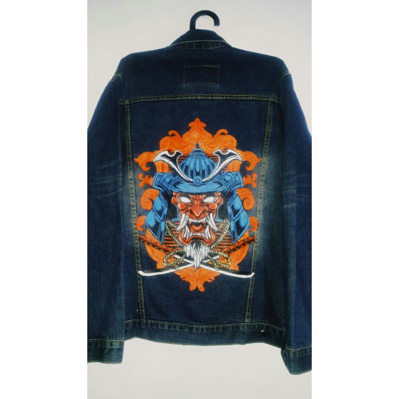 

Jasa Lukis "MOCHIRON" Custom Denim Jacket HANNYA NAGATO (HANDPAINTED) SS/21