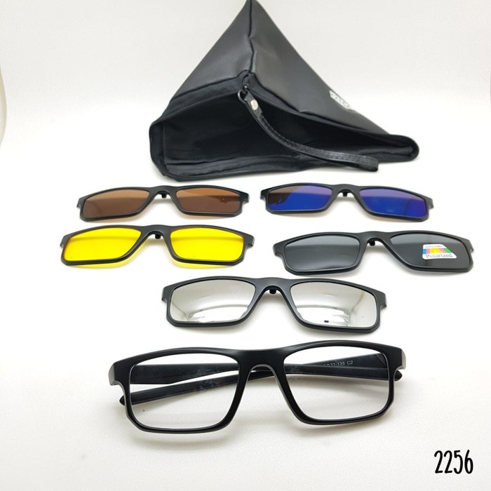 Sunglass Pria - Kacamata clip on 2256 plus 5 lensa Lensa Anti Radiasi Termurah