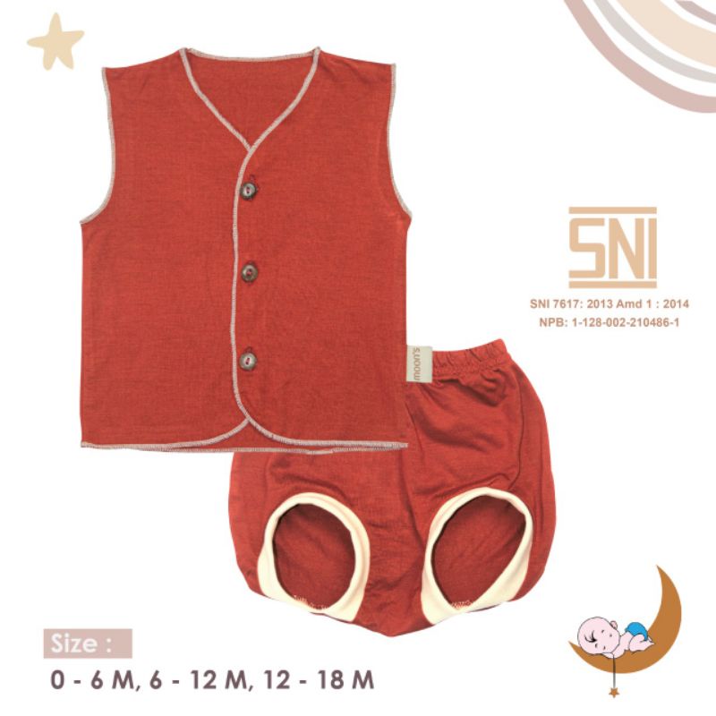 SNI MOONS Stelan Kutung Polos Newborn Premium | Baju Bayi Newborn