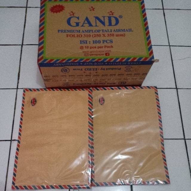 

Amplop Coklat Folio Airmail 310 GAND Isi 10pc