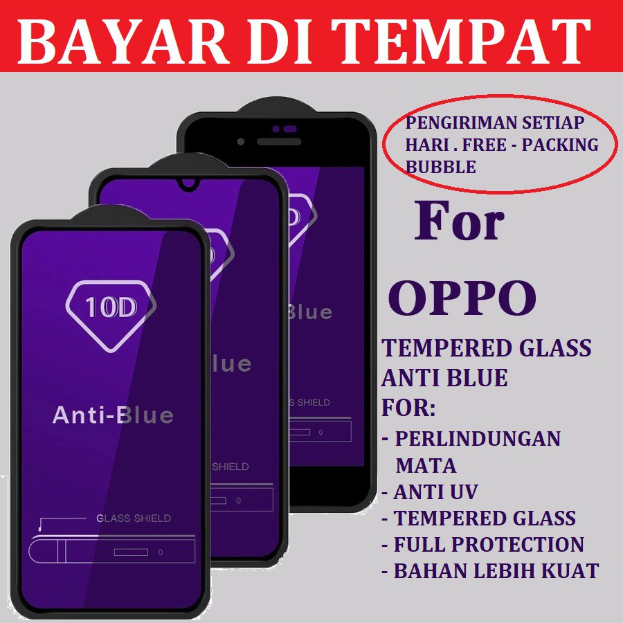 Anti gores Kaca Tempered Glass Anti Blue OPPO A31 A9 A5 A9 A52 A92 RENO 4 RENO 4F RENO 3