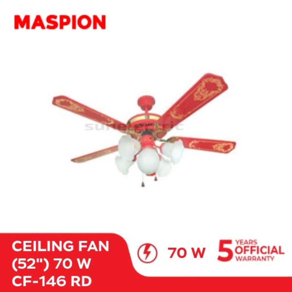 Ceiling Fan Uchida 52 inch 5 Lampu Uchida CF 111 (Merah)