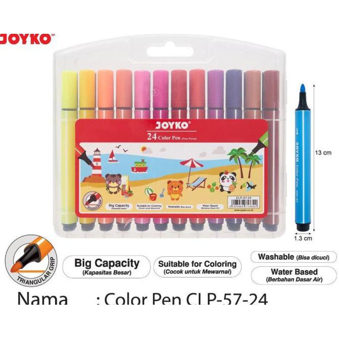 

(PERALATAN MENGGAMBAR) COLOR PEN JOYKO CLP-57-24 / SPIDOL 24 WARNA JOYKO SALE