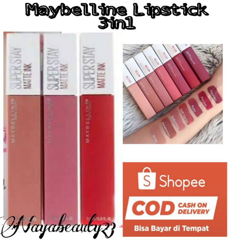 Termurah Lipstik Maybelline Matte Ink 3 Pcs Lipscream Maybelline Shopee Indonesia Lipstik maybelline superstay matte ink3