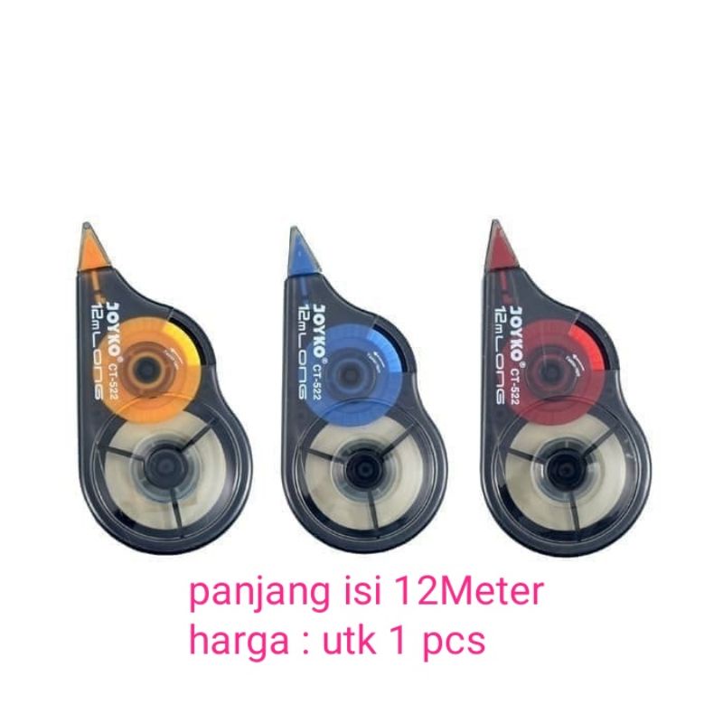 Tip Ex Kertas Joyko 12M 12meter Correction Tape CT-522 Tip-X Tip-Ex Kertas Tipe X Tipe-X Kertas