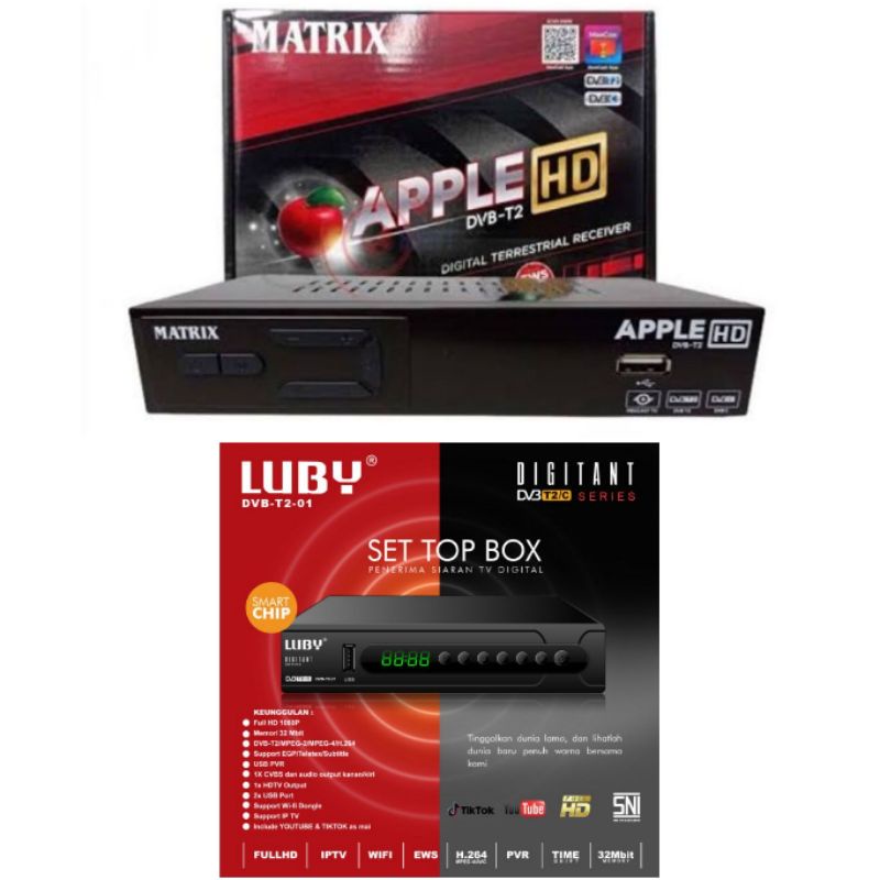 set top box matrix apple hd vdbt2 merah   luby dvb t2 02 pengubah siaran tv digital original asli