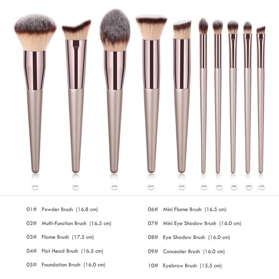 MAANGE Brush Make Up 10Pcs Luxury Champagne Kuas Make Up Set 5773