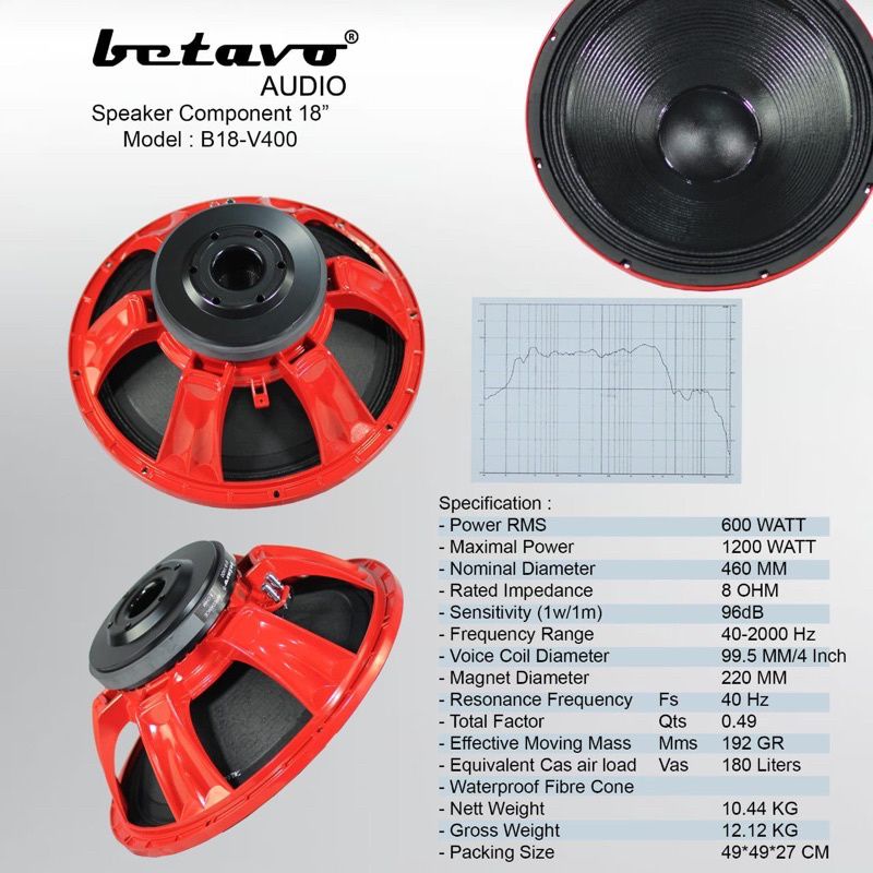 Speaker BETAVO B18 V400 B18V400 18 inch ORIGINAL PRODUCT