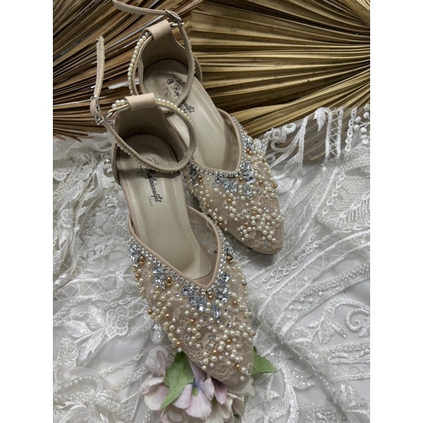 sepatu wanita wedding naima cream 7cm tahu