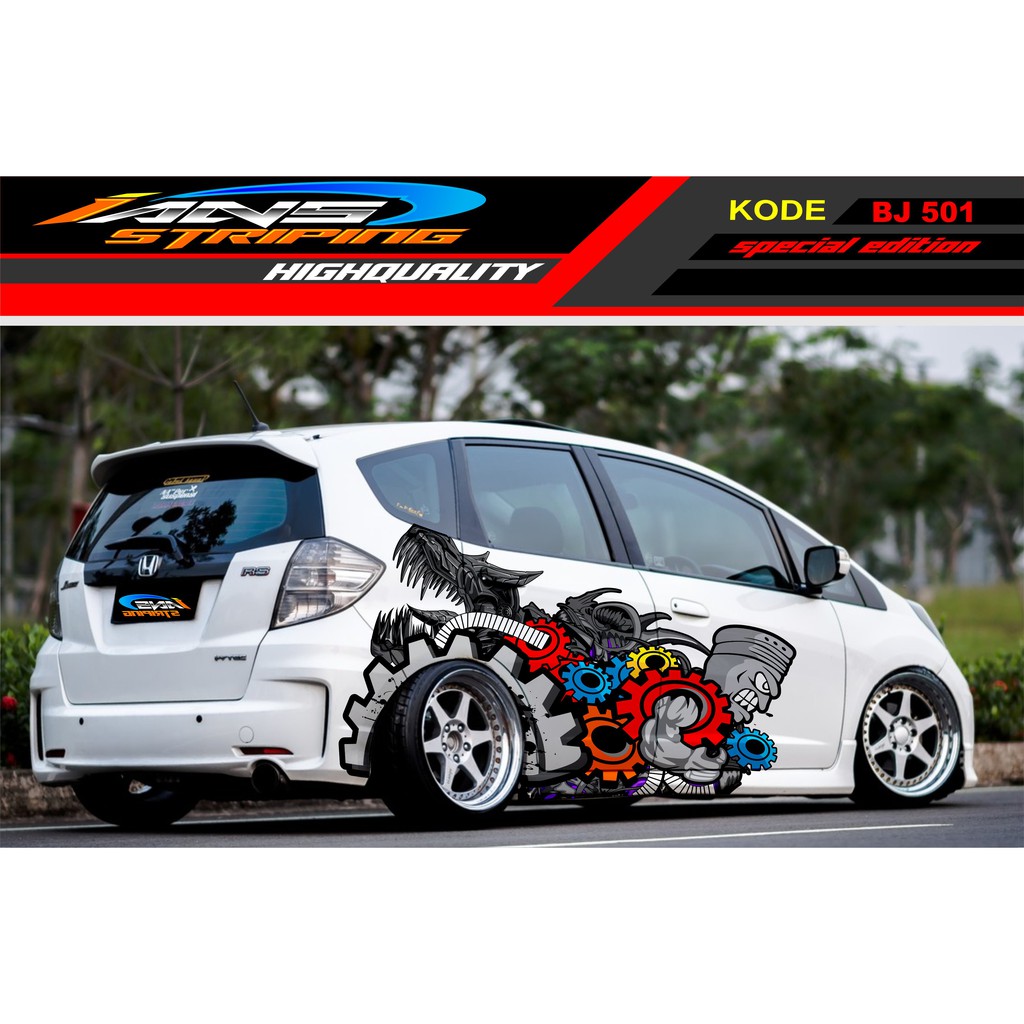 DECAL STICKER MOBIL BRIO JAZZ AGYA YARIS SWIFT / VARIASI STICKER MOBIL GEAR / STIKER MOBIL