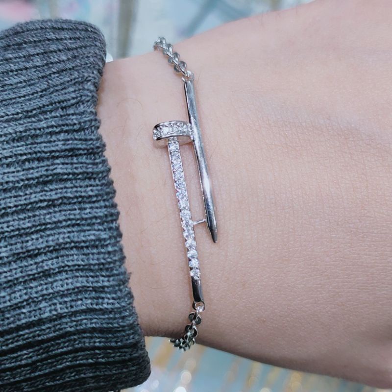 Gelang Perak Krom Emas Putih Gelang Paku Rantai Silver Asli 925 Remaja Dewasa