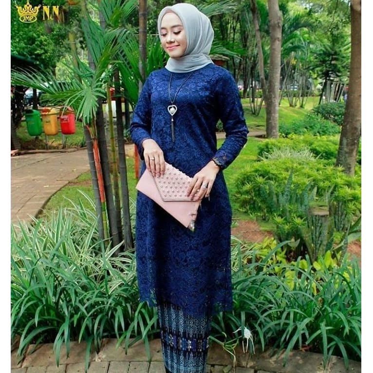 ATASAN TUNIK KEBAYA BROKAT M L XL XXL XXXL / KEBAYA KURUNG / KEBAYA BROKAT KEBAYA PANJANG NAVY
