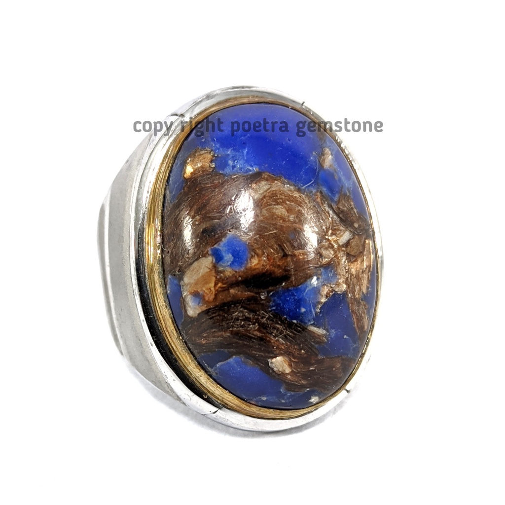 Natural Batu Akik Sea Sediment Gold Blue Jasper Afrika SJA09