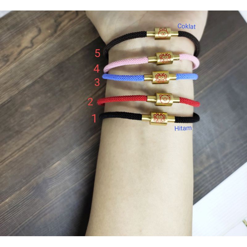 Fifi Fashion Gelang Tali Motif 2 Anti Air Waterproof U/ Charm Liontin  Pandora  Emas Hongkong 19#