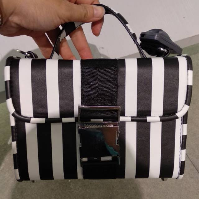 Zara striped mini city bag