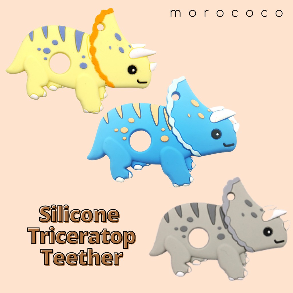 SILICONE BABY TEETHER TRICERATOP