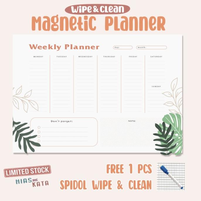 

Office & Stationery | Buku Tulis | Daily Planner Magnetic Weekly Planner Magnet Tropical (Free Sipdol) | Best Seller