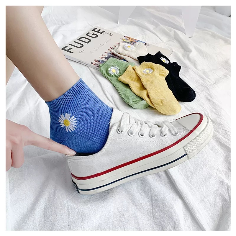 (GS) KAOS KAKI SEMATA KAKI MOTIF BUNGA DAISY