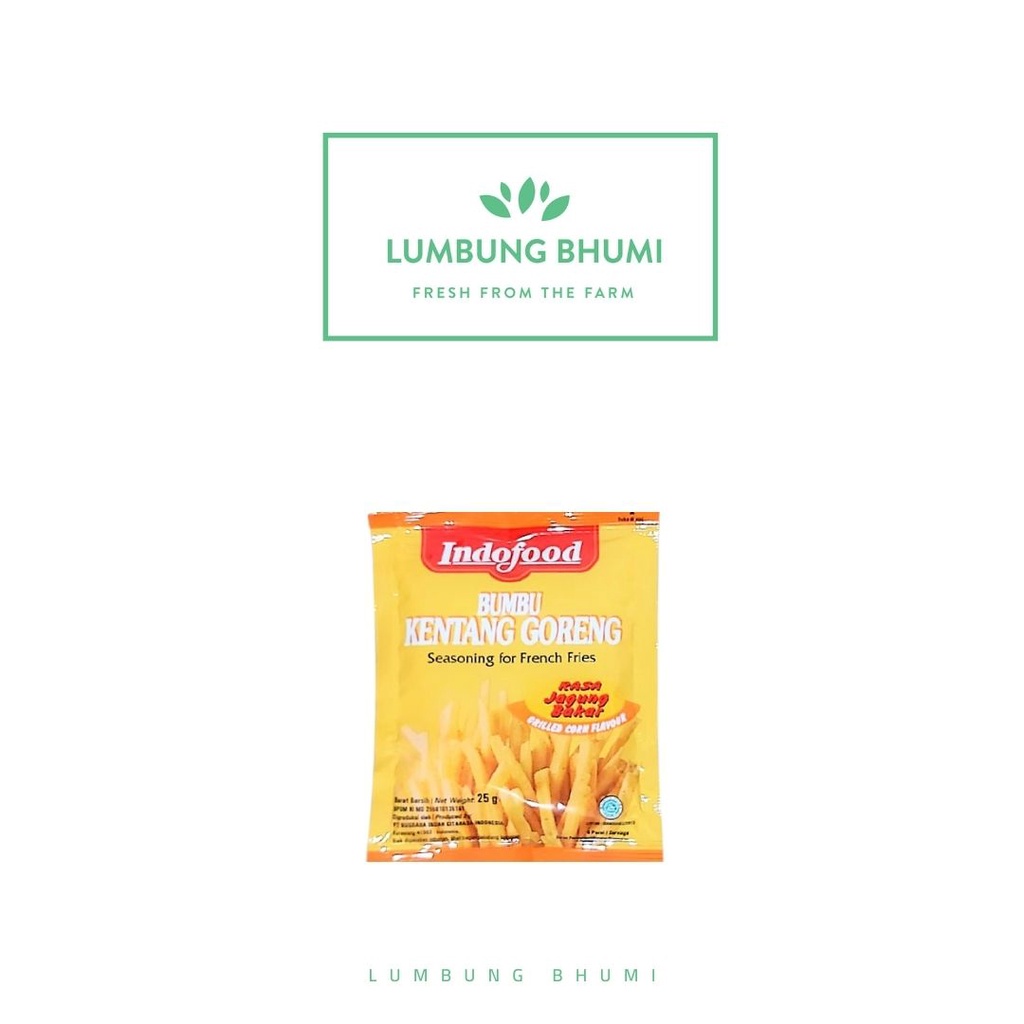 

Lumbung Bhumi - Indofood Bumbu Kentang JAGUNG 25 Gr ( Bumbu Instant )