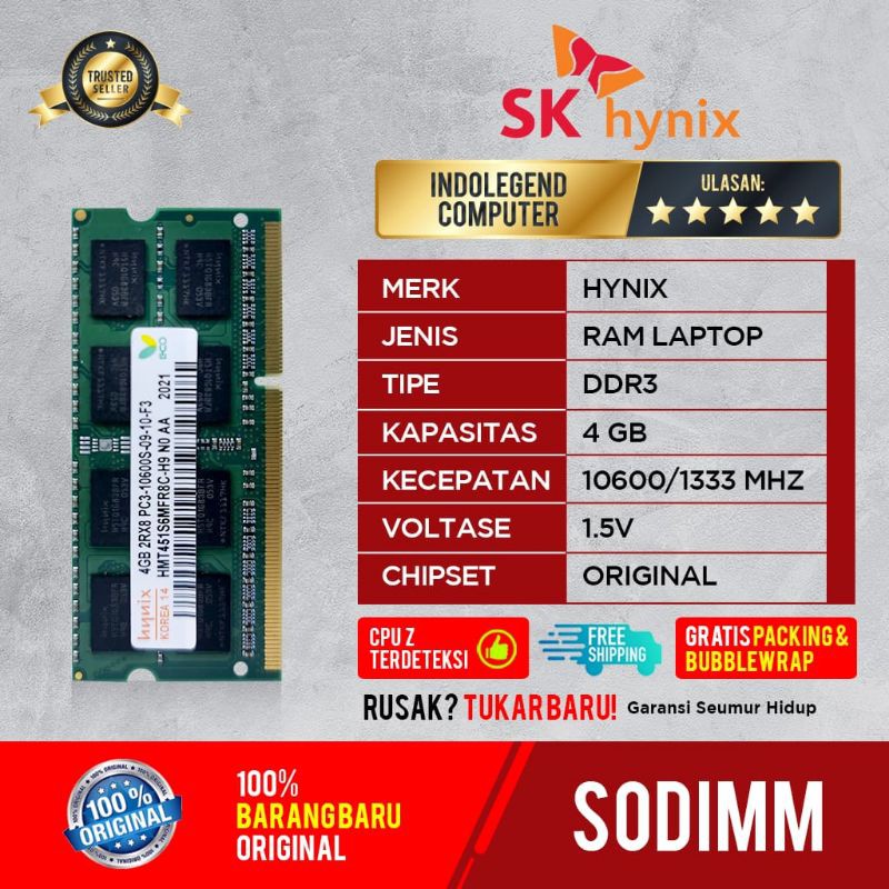 HYNIX SODIM DDR3 4GB PC10600 1.5VOL