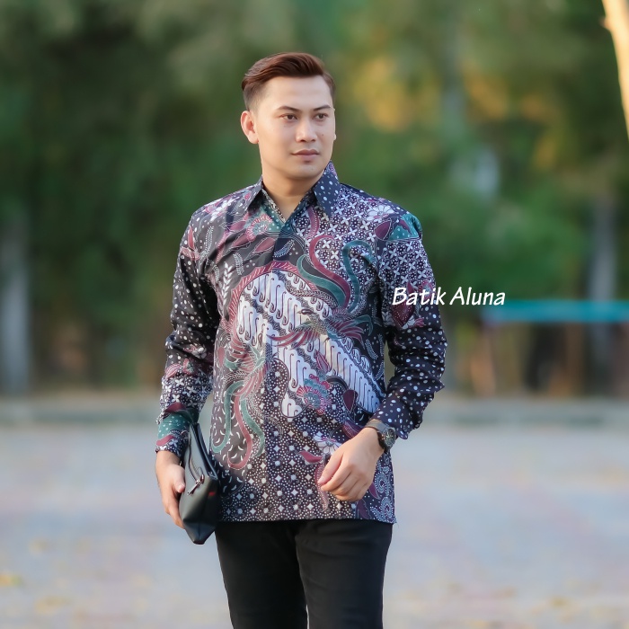 Atasan Batik Pria Lengan Panjang Baju Kemeja Batik Pria Lengan Panjang Premium Jumbo ASD 102