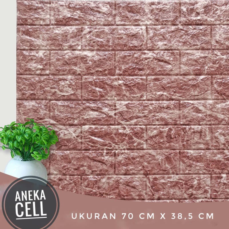 Wallpaper Tembok Dinding 3D Model Batu Bata Putih/Walpaper Tembok Dinding Untuk Mempercantik Ruangan-Marbel Merah Bata