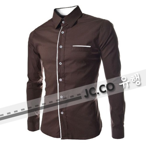 JANE COLL || Kemeja Formal Kerja Pria list garis polos korea Jayden Hitam Putih Maroon Navy Coklat