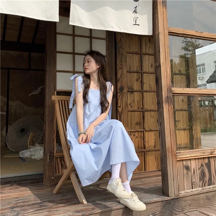 BEFAST - ZEC OOTD Wanita Dress SISI / Midi Tied Dress / Dress Kasual / Dres Maxy Wanita / Dress Kekiniaan Remaja Wanita / OOD Ala Style Korean Wanita / Terabru 2022 / Dress Polos Tak Berlengan