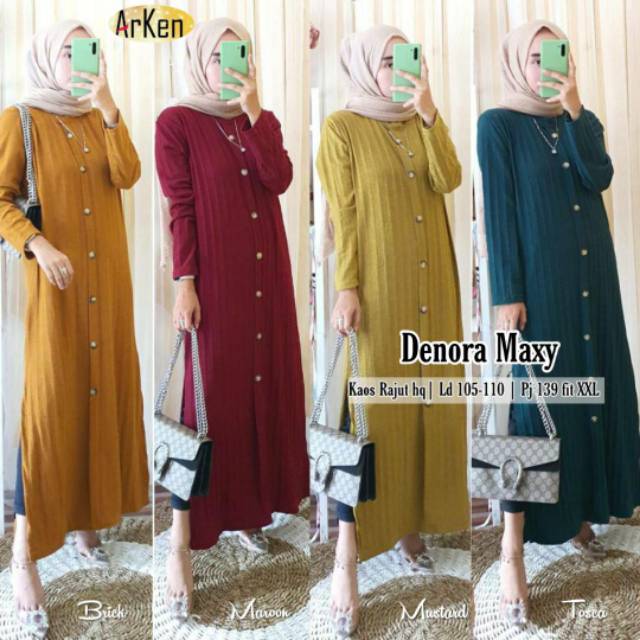 Denora maxy / maxi dress gamis bahan rajut