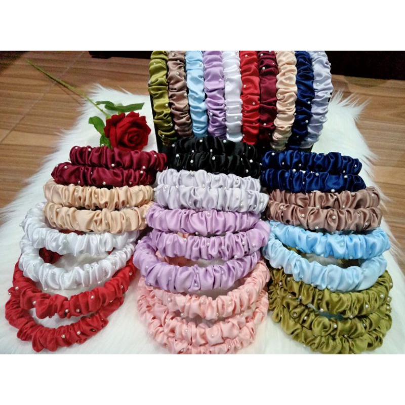 BONUS (KARET) - BANDO Scrunchie mutiara premium/BANDO SCRUNCHIE PREMIUM/BANDO NAGITA