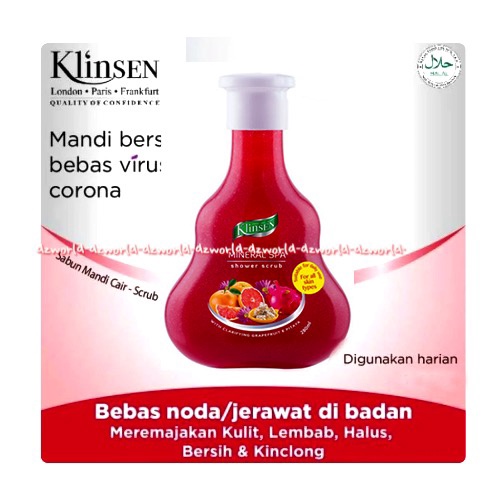 Klinsen Mineral Spa Shower Scrub 280ml Red Kilinsen Sabun Mandi Skrub Klinsen Pink Grapefriut Pitaya Grape Fruit