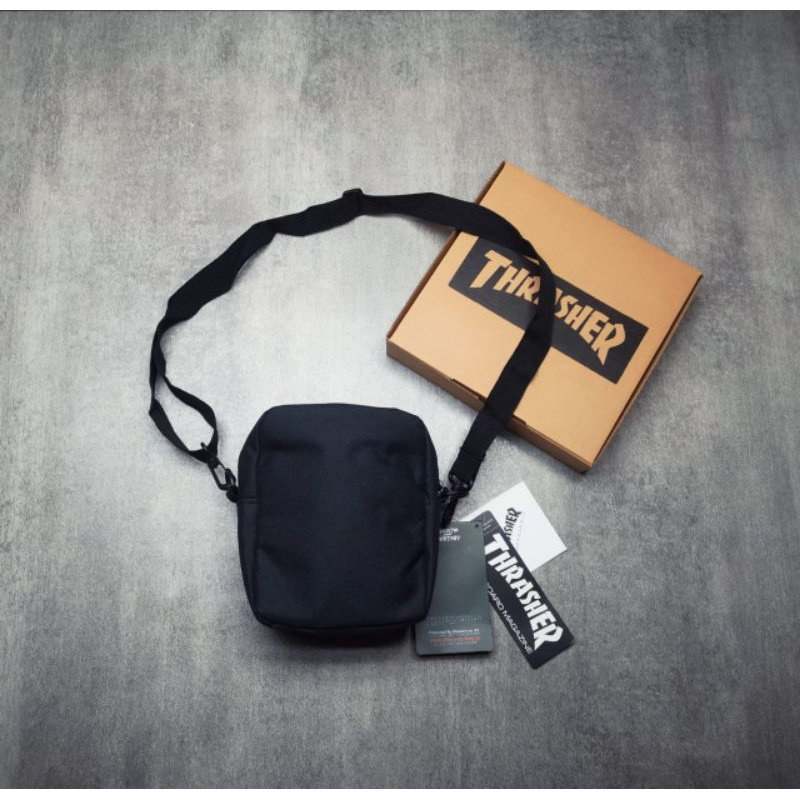 THRASHER MINI SLINGBAG BLACK FREE BOX TAS SELEMPANG PRIA DAN WANITA UNISEX