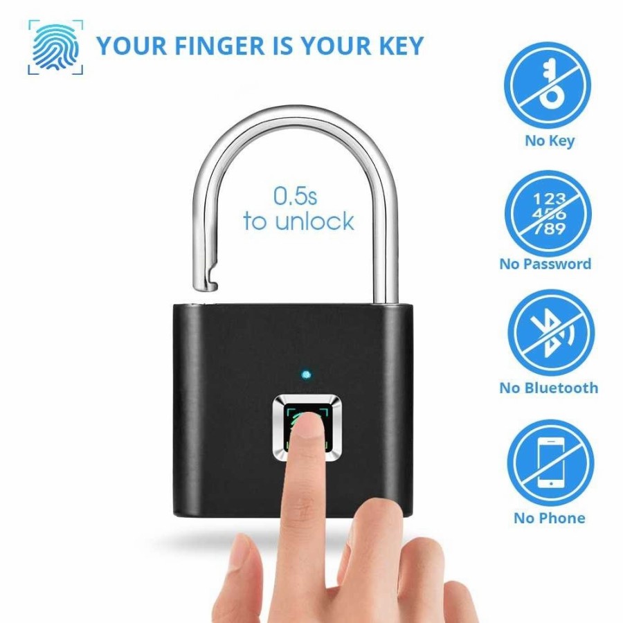 Gembok pagar anti maling gembok sidik jari tanpa kunci Smart Fingerprint Padlock Security kunci pintu anti maling kunci gembok pintu mirip kadonio hido