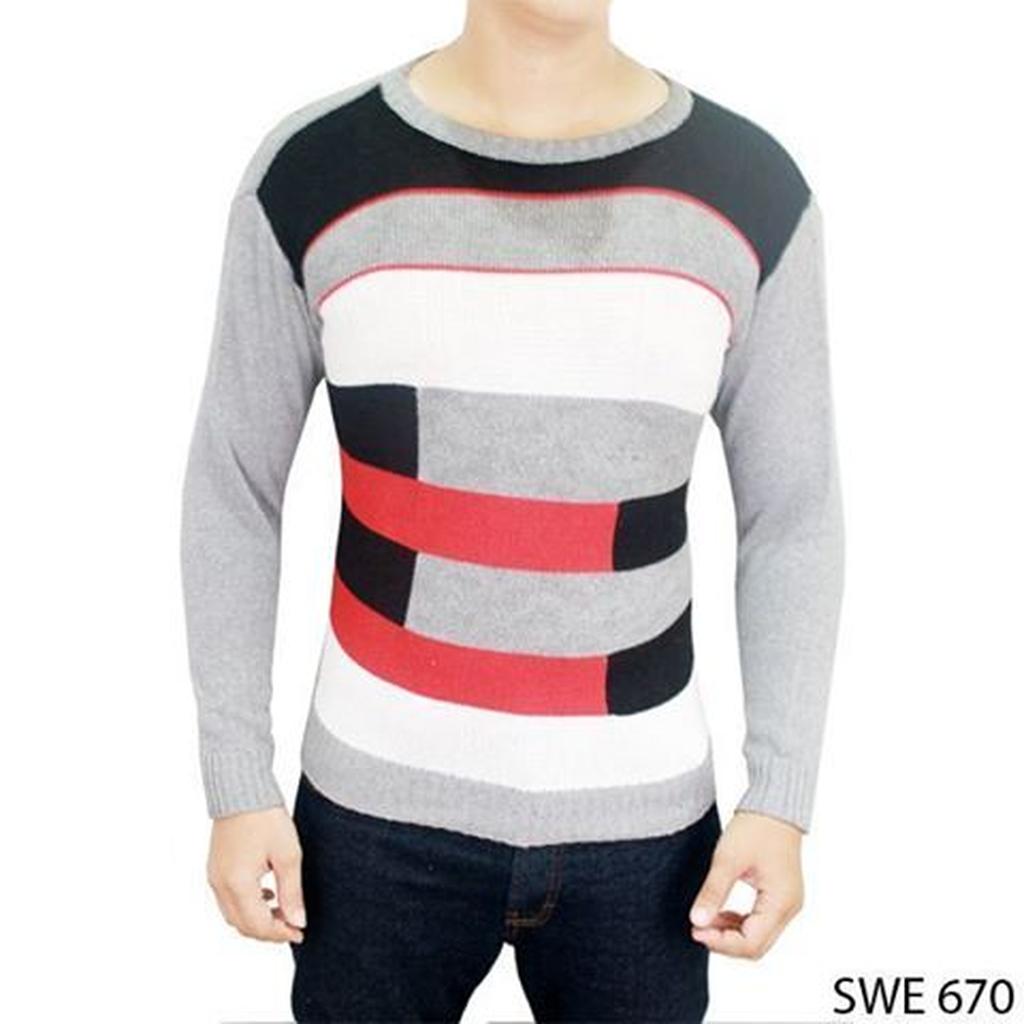 Sweater Fashion Mens Rajut Abu Kombinasi – SWE 670