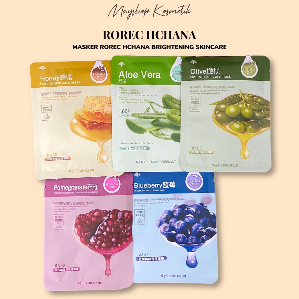 Per Pcs Rorec Hchana Sheet Mask Masker Wajah Korea Rorec Indonesia