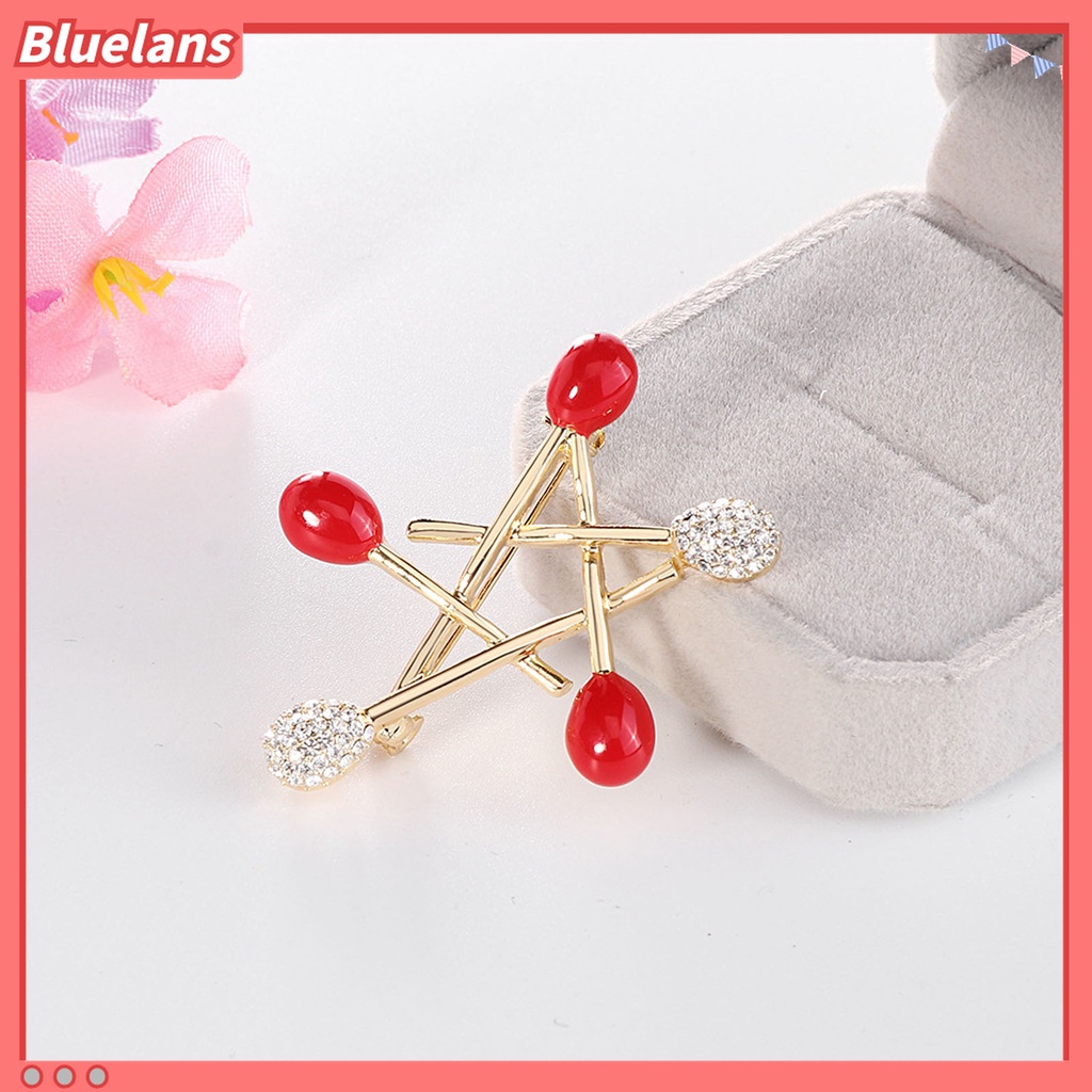 Bros Pin Bentuk Pentacle Geometris Aksen Berlian Imitasi Untuk Aksesoris Pakaian Tas