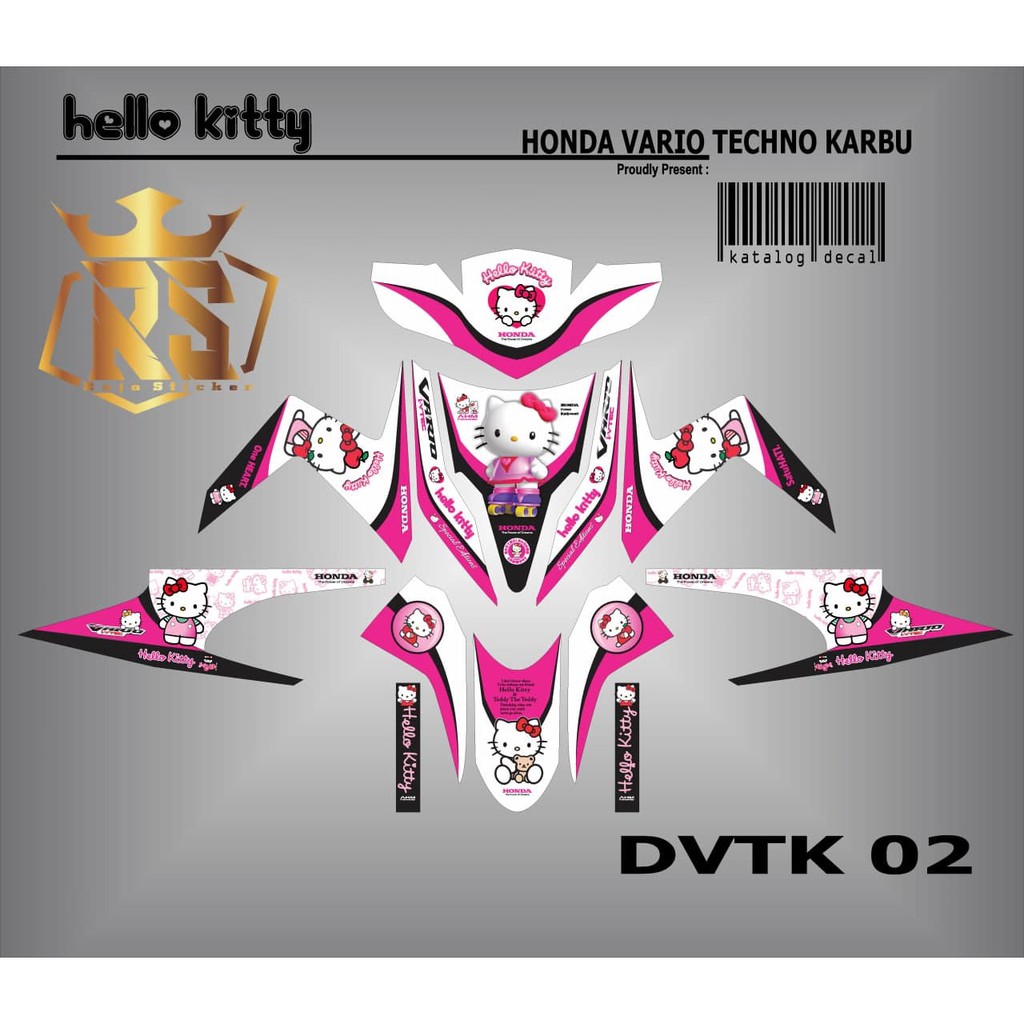 Decal Stiker / Sticker Vario Techno 110 Karbu HELLO / DEKAL VARIO 110 KARBU FULL BODY HELLO KITY 0