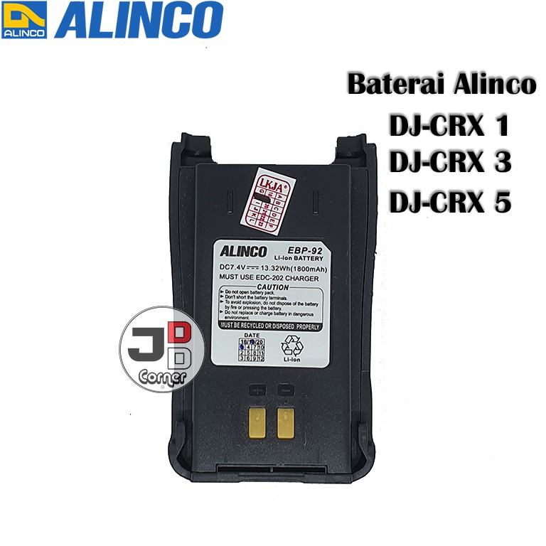 Baterai HT Alinco DJ-CRX5 EBP-92 ORIGINAL Baru DJCRX5 DJ CRX5 EBP92 Batere Batre