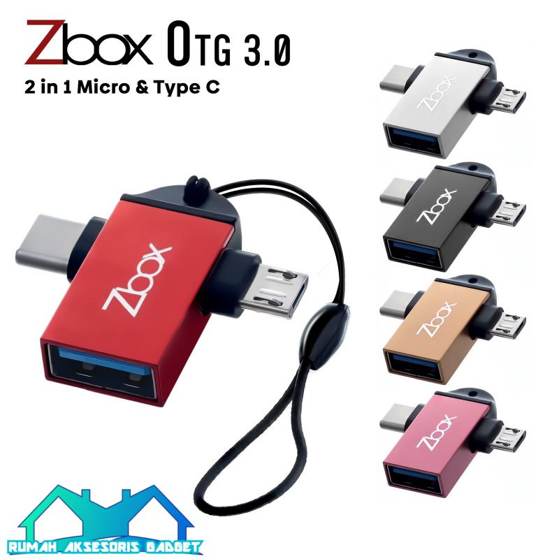 Zbox OTG 3.0 Dual fungsi 2 in 1 micro USB dan Type-C Transfer data