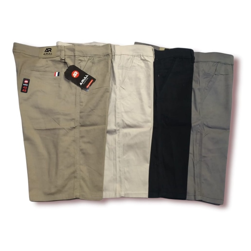 Celana Chino Pendek Pria Bahan Katun Twill Melar Tebal Adem Ukuran 27 Sampai 44