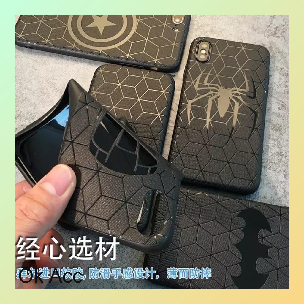 Silicone Soft Casing Marvel Black Random Samsung A70 M30 J5 Pro A20 A30 M10s A50 A50s A30s M10 M20, Xiaomi Redmi Note 7/Pro