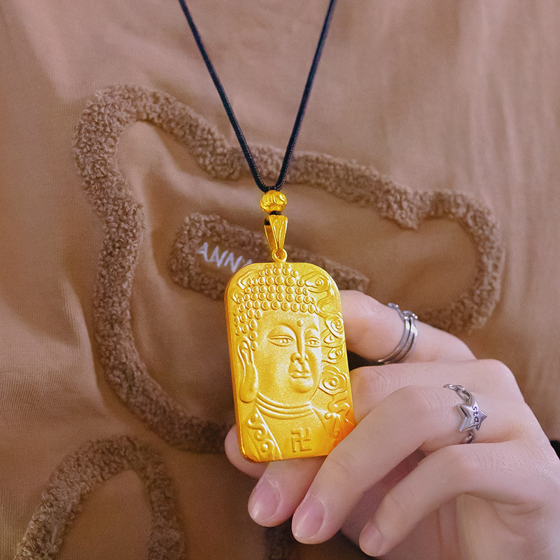 Kalung Emas Asli Kadar 375 Dengan Liontin buddha Untuk Pria Dan Wanita