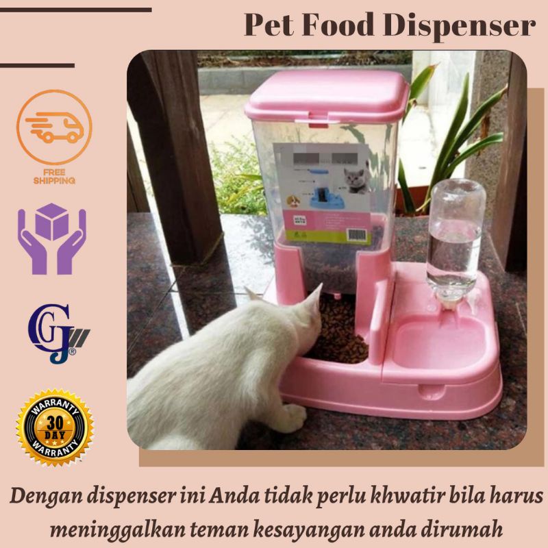 Pet bowl dispenser otomatis 2in1 tempat makanan minuman anjing kucing kelinci hewan pet Kucing Automatic Pet Food Dispenser otomatis PET0640 Blue INT504