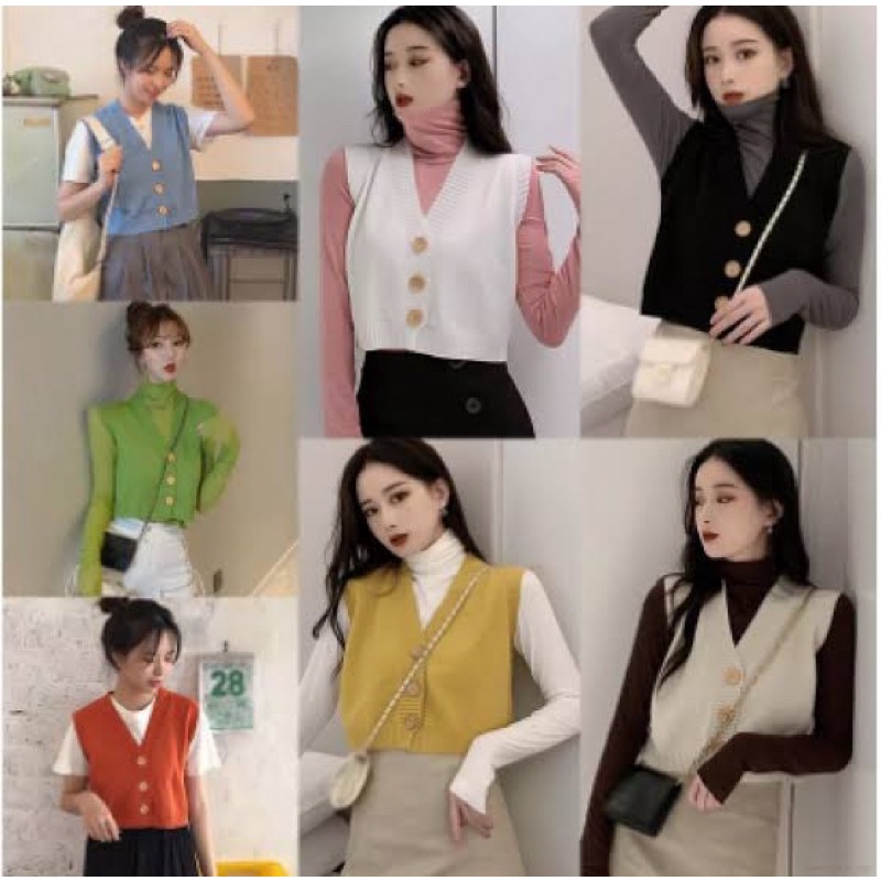 ROMPI VEST WANITA KNIT KANCING 3