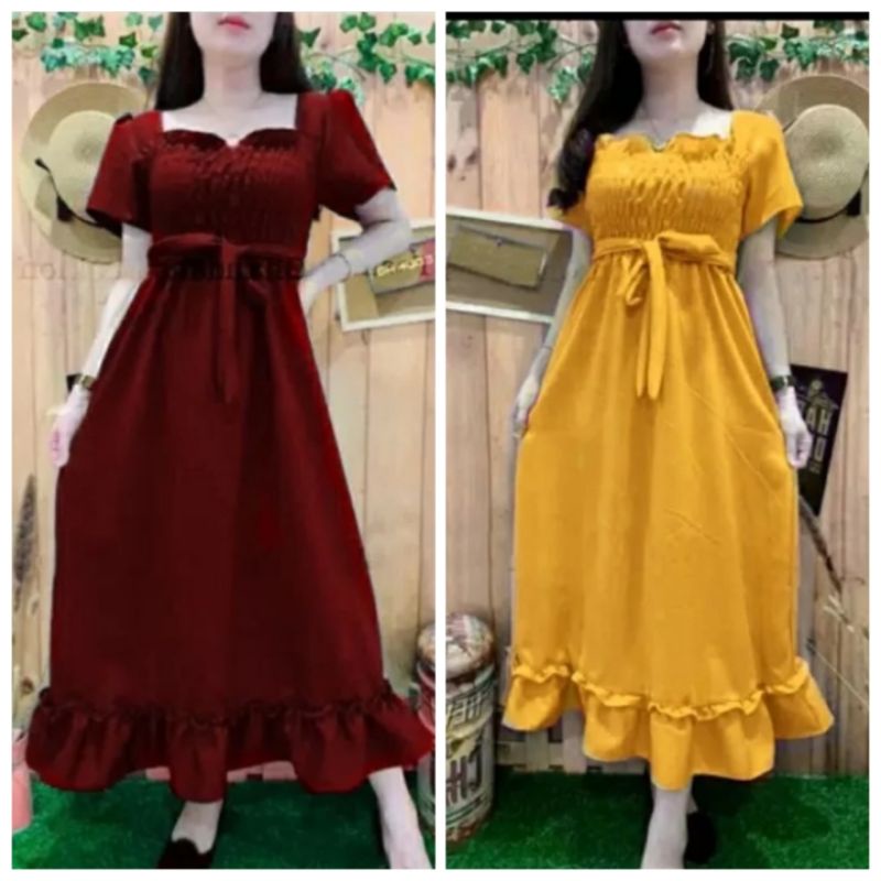 Dress Wanita Dewasa Casual Sabrina Korean Style Size L&amp;XL