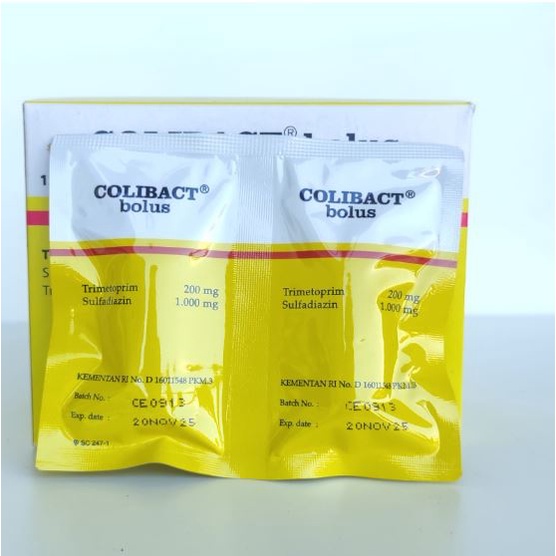 COLIBACT BOLUS 1 BOX ISI 12 BOLUS - Obat Antibakteri Hewan Ternak Diare Pencernaan